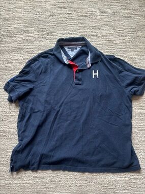 Tommy Hilfiger Navy Polo with Red Trim and H Emblem
